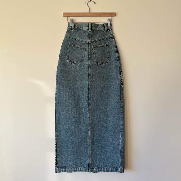 Anthropologie Dhruv Kapoor Sequin Denim Maxi Skirt - Picture 6 of 15